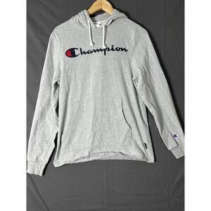 Champion Reverse Weave Style Gray Script Logo Hoodie S